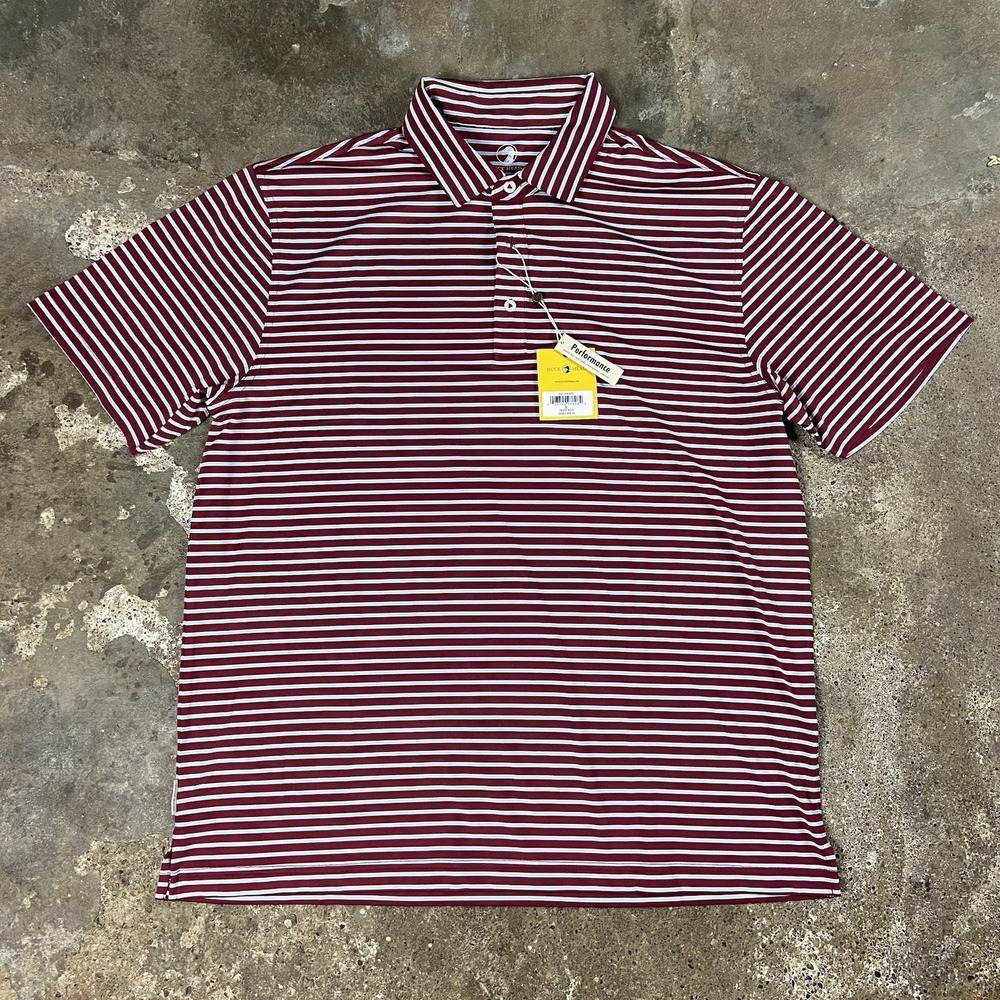 NWT Duck Head Polo Shirt Size Large Red White Striped Short Sleeve Outdoor NEW
